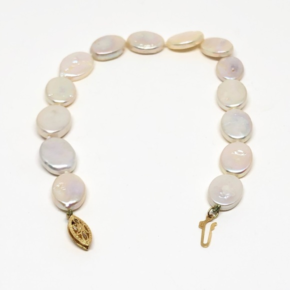 Anthropologie Jewelry - Pressed Mother of Pearl & 14k Gold Bracelet